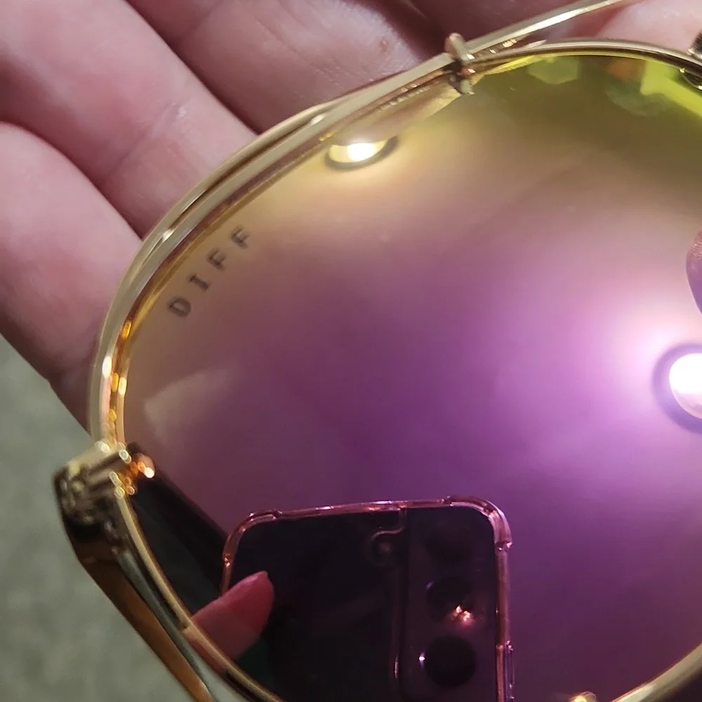 DIFF Eyewear Koko Kardashian Mirrored Pink Gold Frame Aviators Summer Sunglasses - Picture 8 of 8